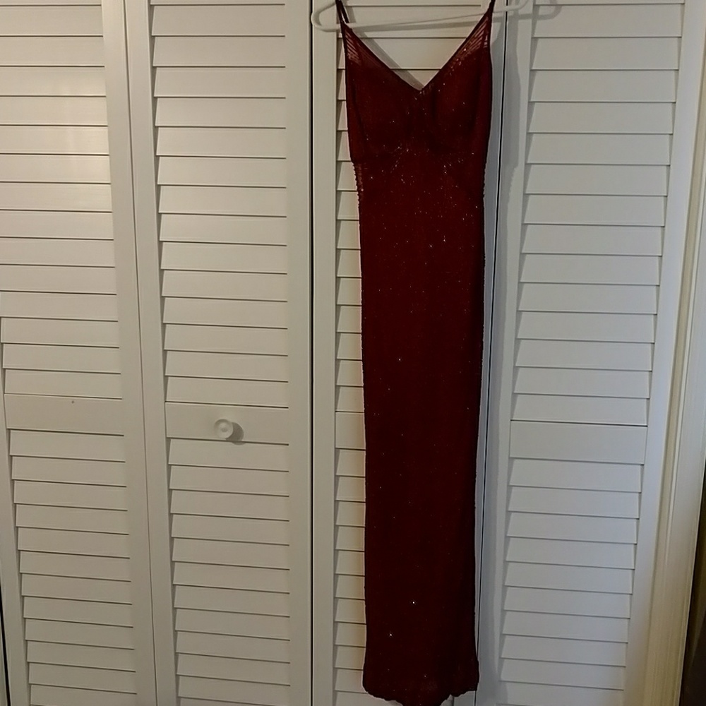 Scala red sequin full length dress
